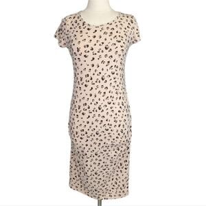 Isabel Maternity Cheetah Leopard Print Ruched Comfy Tee Shirt Dress Size M